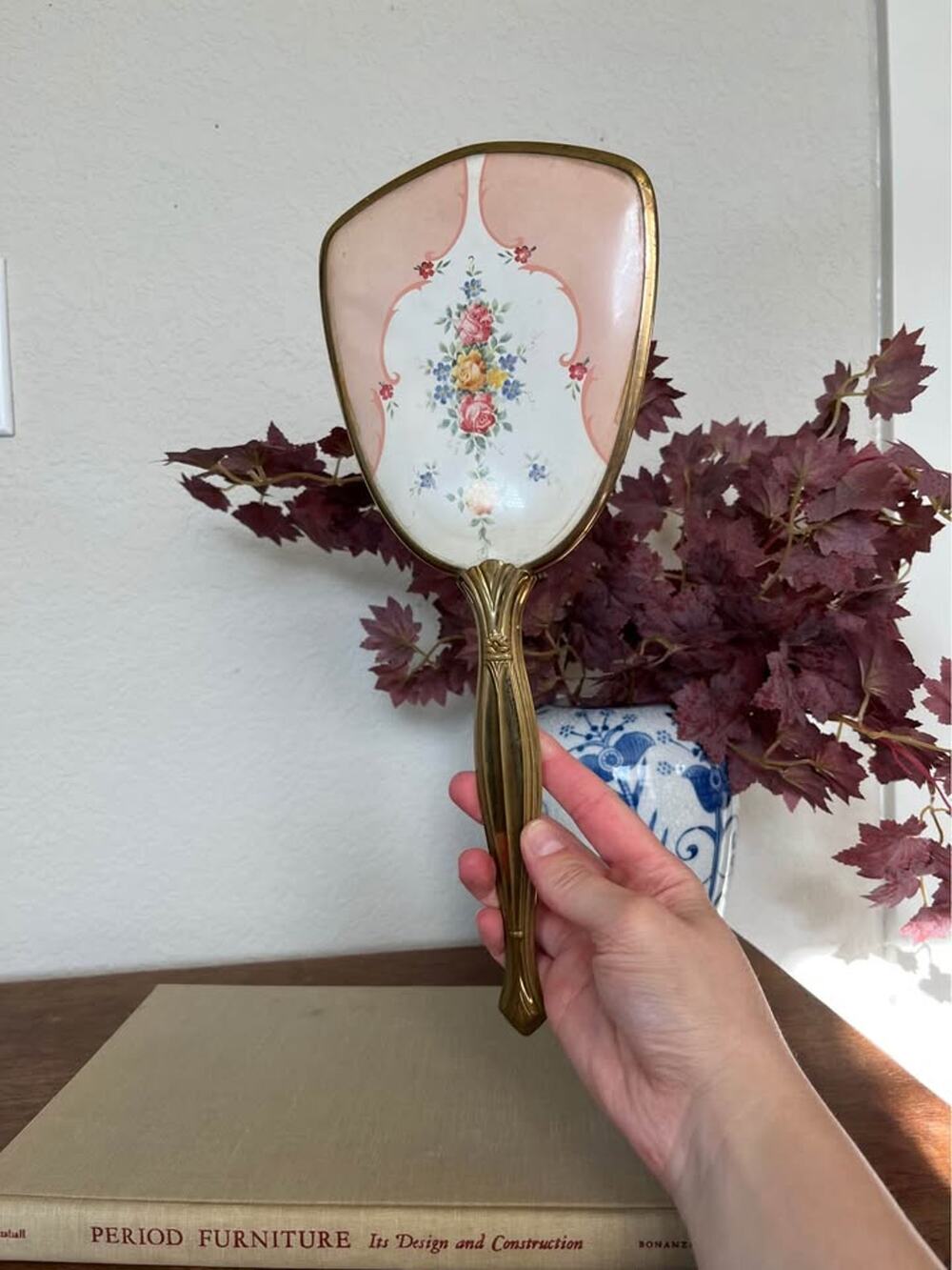 Vintage Floral Hand Mirror